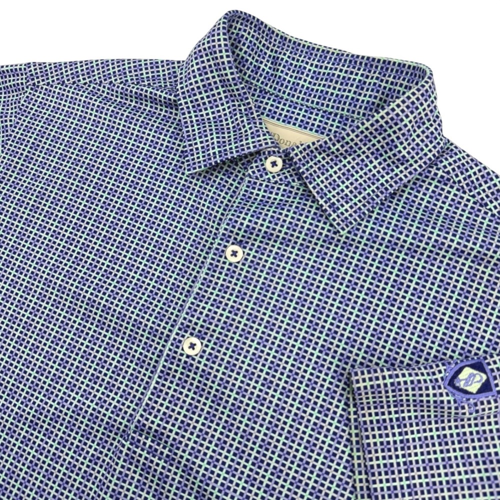 Donald Ross Polo Men S Blue Check Short Sleeve Performance Breathable Active